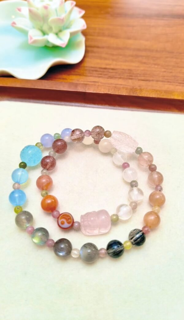 Lydia exclusive pair of Duobao color crystal bracelet female hair crystal super seven transfer bead bracelet men - Image 3