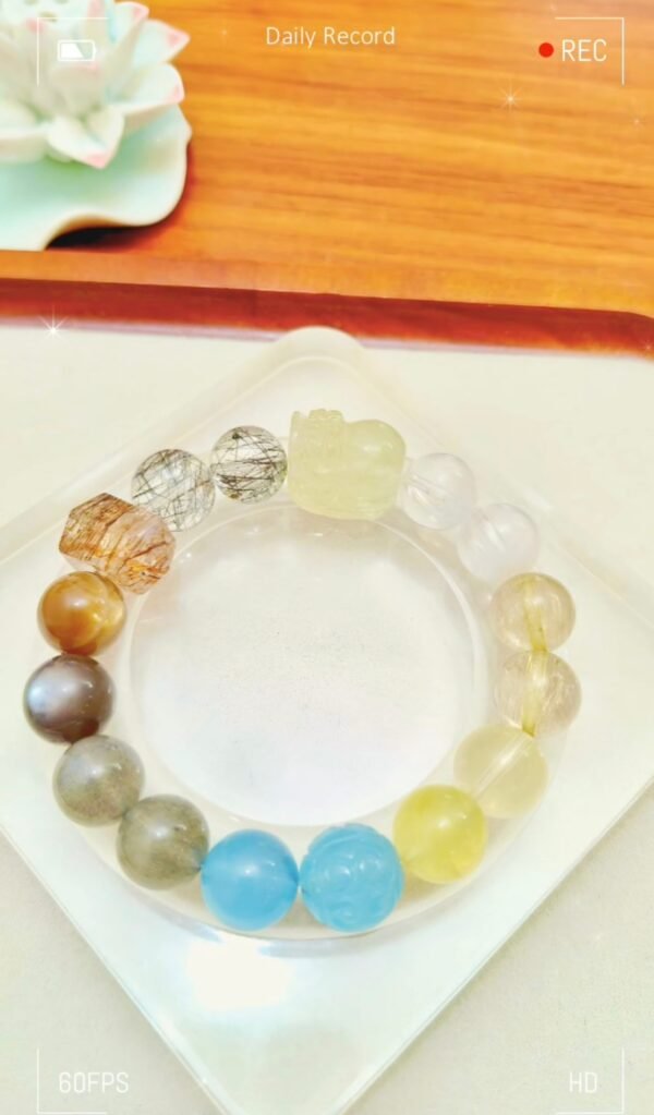 Lydia exclusive pair of Duobao color crystal bracelet female hair crystal super seven transfer bead bracelet men - Image 2