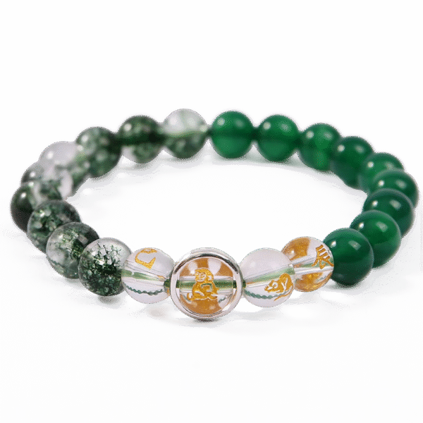 Twelve life Xiao pig rabbit sheep green ghost brake three-in-one green crystal green agate bracelet women - Image 2