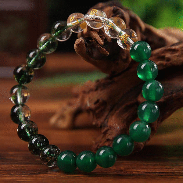 Twelve life Xiao pig rabbit sheep green ghost brake three-in-one green crystal green agate bracelet women - Image 3