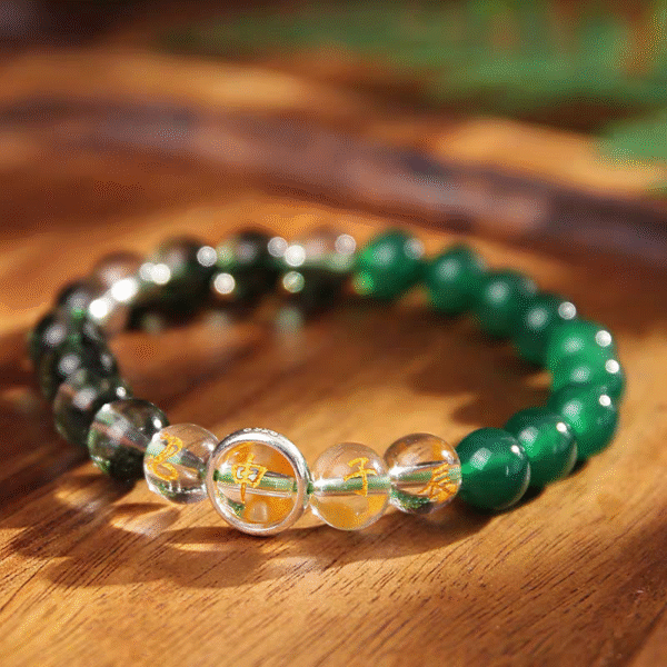 Twelve life Xiao pig rabbit sheep green ghost brake three-in-one green crystal green agate bracelet women - Image 4
