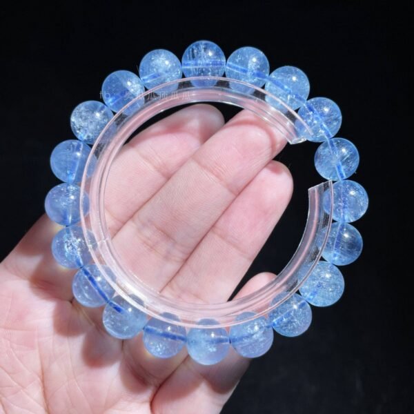 Natural Brazilian Crystal Sea Bluebao Bracelet. - Image 2