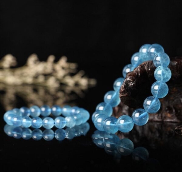Natural Brazilian Crystal Sea Bluebao Bracelet. - Image 2
