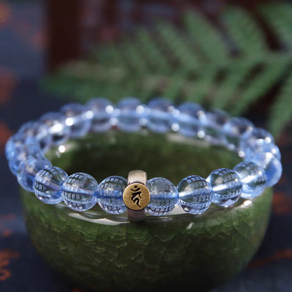 Natural 5A ice blue crystal section, Medicine Buddha's Heart Language. - Image 2