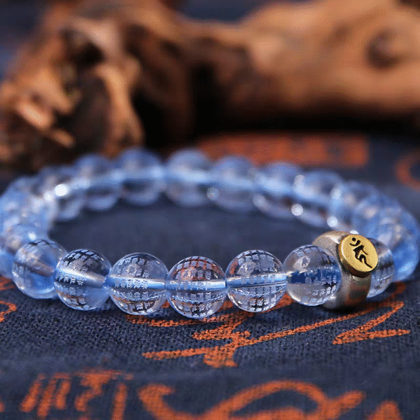 Natural 5A ice blue crystal section, Medicine Buddha's Heart Language. - Image 4