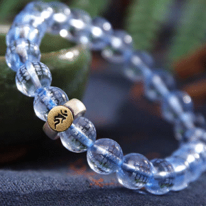 Natural 5A ice blue crystal section, Medicine Buddha's Heart Language.