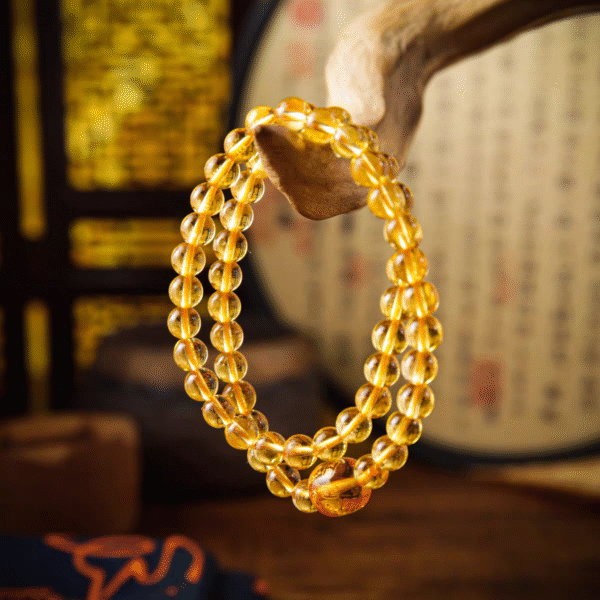 Natural yellow crystal double loop wealth bracelet - Image 2