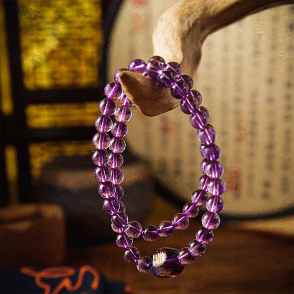 Natural purple crystal bracelet nine purple leaves