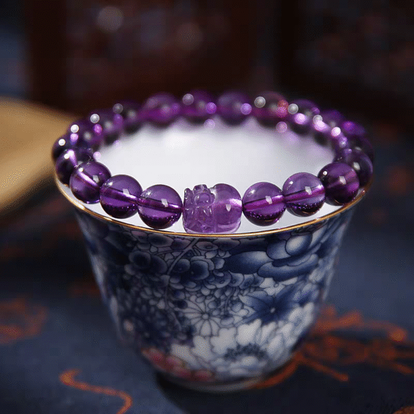 Natural purple crystal bracelet nine purple leaves
