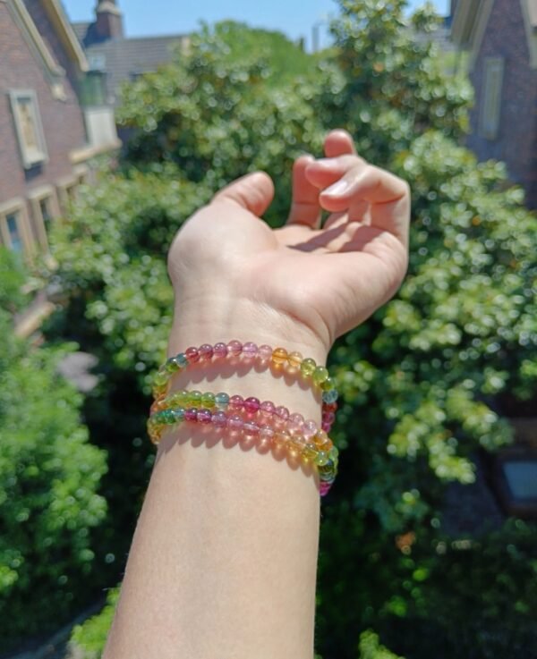 Natural Brazilian old mine rainbow tourmaline bracelet. - Image 4