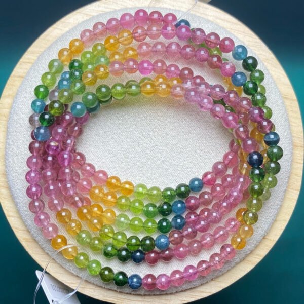 Natural Brazilian old mine rainbow tourmaline bracelet. - Image 5
