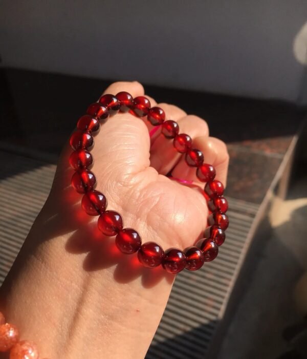 Natural wine red garnet bracelet. - Image 3