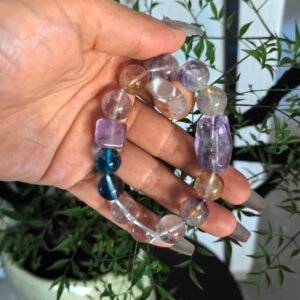 Natural Crystal Blue Gl + Purple Super Seven + White Crystals